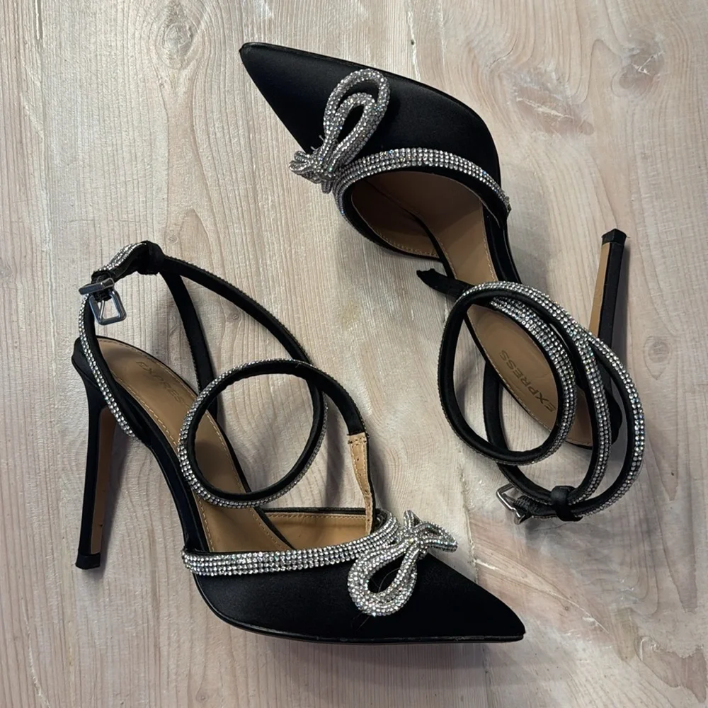 Express strappy rhinestone heels